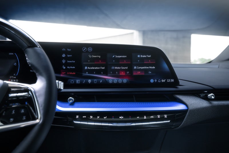 The 2026 OPTIQ-V Display Screen Displaying the V-Mode Settings | Holloway Cadillac in PORTSMOUTH NH