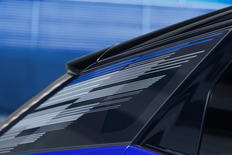Close-up of the Modern Pattern on the 2026 OPTIQ-V Rear Quarter Glass | Holloway Cadillac in PORTSMOUTH NH